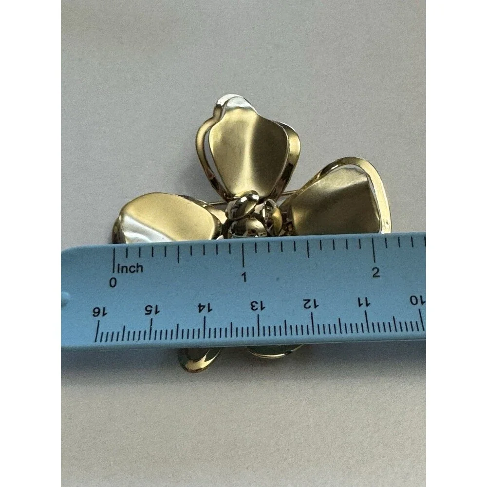Vintage Gold Tone Flower Brooch 2 Inch Dimensional Petal Pin